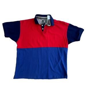 VTG Duck Head Blue & Red Color Block Short Sleeve Polo Shirt 100% Cotton Boys XL